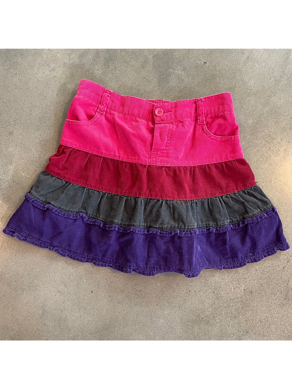 Just 4 girls pink purple red multi color block corduroy skirt girls size 8